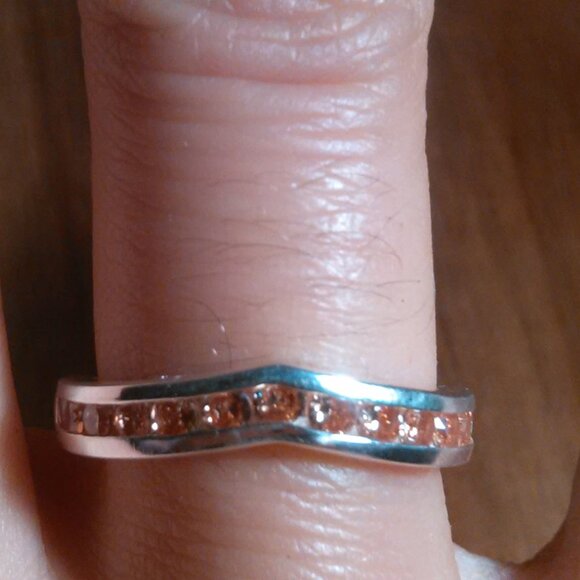 Simulated Champagne Color Diamond Sterling Silver Wishbone Ring (Size 7) - Picture 1 of 16